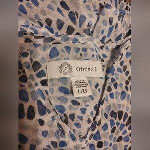 Cristina B Blue Patterned Women's Blouse